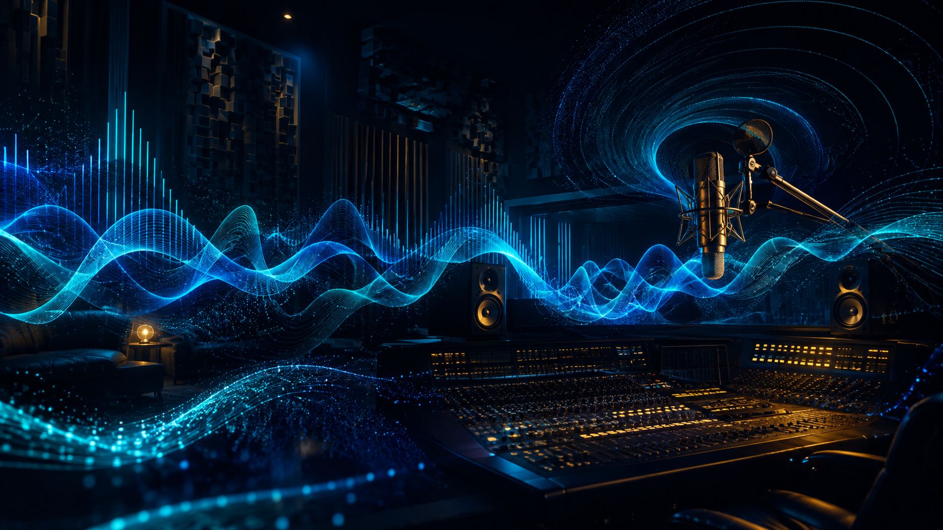 Acoustic waveforms across a treated studio control room