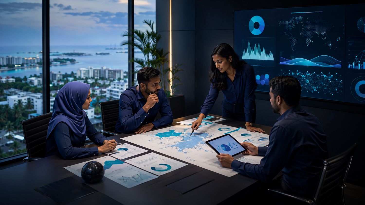 The AuraLink team working through a project in Mal&eacute;